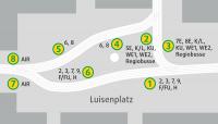 Geänderte Haltepunkte am Luisenplatz in den Osterferien 2022