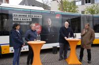 Gemeinsam stellten HEAG mobilo und Deutscher Gewerkschaftsbund am Dienstag die Initiative "Vergiss nie, hier arbeitet ein Mensch" vor.